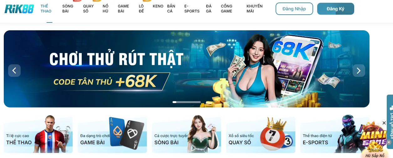 Rik88 với giao diện sang trọng dể sử dụng